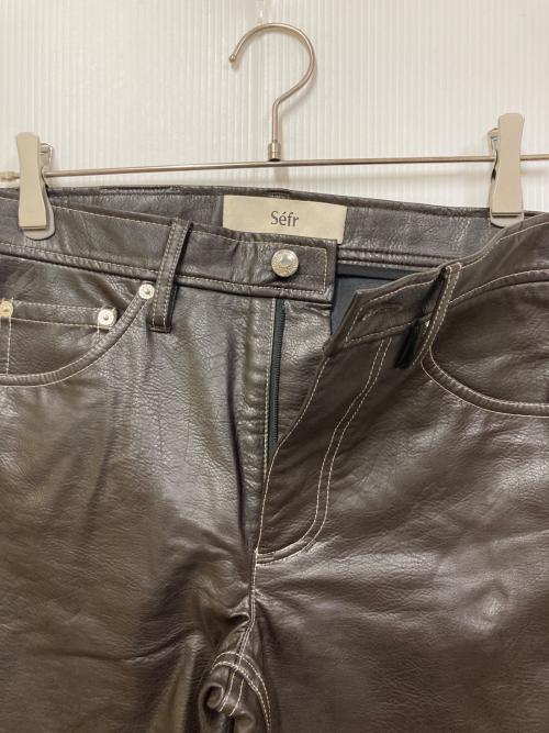 Sefr（セファ）Sefr (セファ) エコレザーパンツ ブラウン サイズ:W28の古着・服飾アイテム