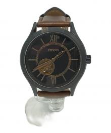 FOSSIL（フォッシル）の古着「機械式腕時計/アナログ レザー」｜ブラック×ブラウン