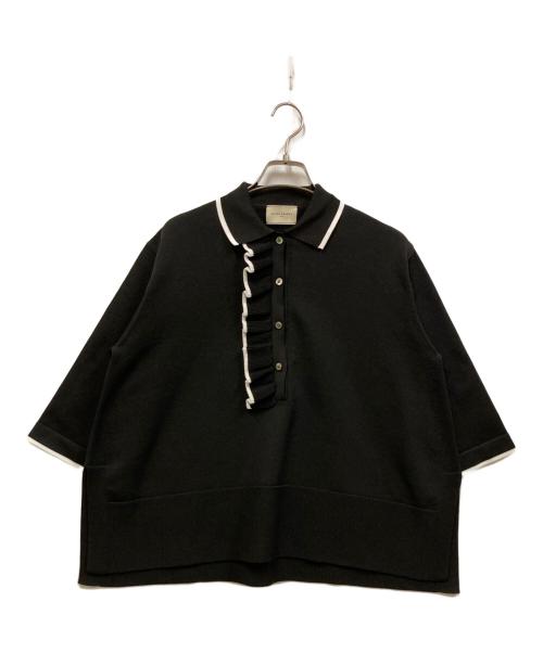 UNITED ARROWS TOKYO（ユナイテッドアローズトウキョウ）UNITED ARROWS TOKYO (ユナイテッドアローズトウキョウ) ミニマル フリル ポロニット ブラック サイズ:記載なしの古着・服飾アイテム