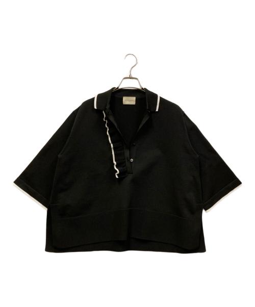 UNITED ARROWS TOKYO（ユナイテッドアローズトウキョウ）UNITED ARROWS TOKYO (ユナイテッドアローズトウキョウ) ミニマル フリル ポロニット ブラック サイズ:記載なしの古着・服飾アイテム