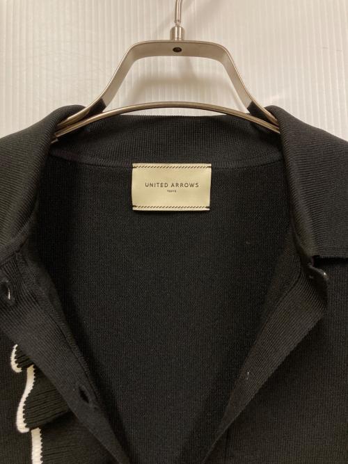 UNITED ARROWS TOKYO（ユナイテッドアローズトウキョウ）UNITED ARROWS TOKYO (ユナイテッドアローズトウキョウ) ミニマル フリル ポロニット ブラック サイズ:記載なしの古着・服飾アイテム