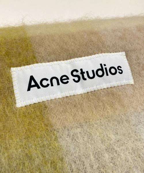 Acne studios（アクネ ストゥディオズ）ACNE STUDIOS (アクネ ストゥディオズ) UNITED ARROWS (ユナイテッドアローズ) モヘアチェックスカーフ イエローの古着・服飾アイテム