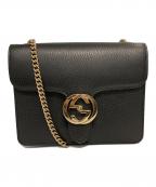 GUCCIグッチ）の古着「インターロッキングG チェーンショルダーバッグ」｜ブラック