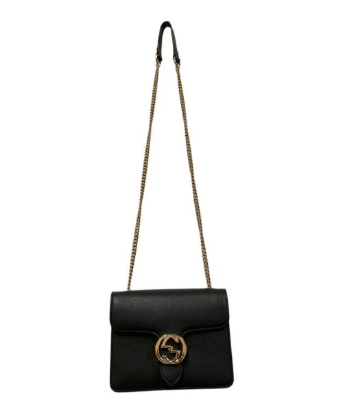 GUCCI（グッチ）GUCCI (グッチ) インターロッキングG チェーンショルダーバッグ ブラックの古着・服飾アイテム