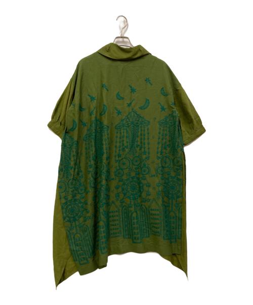 ann吉（アンキチ）ann吉 (アンキチ) 刺繍デザインブラウスワンピース グリーン サイズ:Mの古着・服飾アイテム