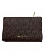 MICHAEL KORSマイケル・コース）の古着「MK チャーム シグネチャー ミディアム タブ L ジップ ウォレット」｜ブラウン