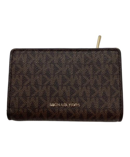 MICHAEL KORS（マイケル・コース）MICHAEL KORS (マイケル・コース) MK チャーム シグネチャー ミディアム タブ L ジップ ウォレット ブラウンの古着・服飾アイテム