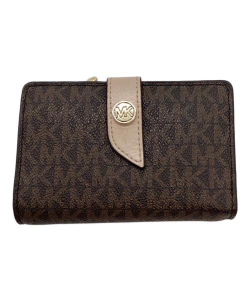 MICHAEL KORS（マイケル・コース）MICHAEL KORS (マイケル・コース) MK チャーム シグネチャー ミディアム タブ L ジップ ウォレット ブラウンの古着・服飾アイテム