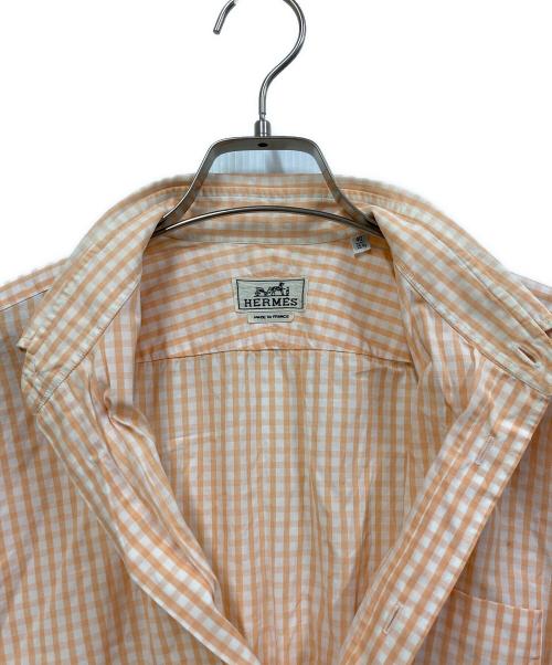 HERMES（エルメス）HERMES (エルメス) ギンガムチェックシャツ オレンジ サイズ:40の古着・服飾アイテム