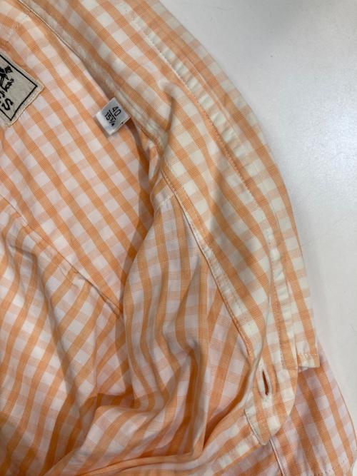 HERMES（エルメス）HERMES (エルメス) ギンガムチェックシャツ オレンジ サイズ:40の古着・服飾アイテム
