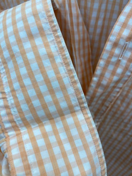 HERMES（エルメス）HERMES (エルメス) ギンガムチェックシャツ オレンジ サイズ:40の古着・服飾アイテム
