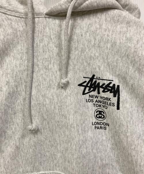 stussy（ステューシー）stussy (ステューシー) World Tour Hoodie/ワールドツアーフーディー/パーカー グレー サイズ:Lの古着・服飾アイテム