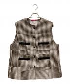 mikomori×THIRD MAGAZINEミコモリ×サードマガジン）の古着「ネップツイードチェックジレ」｜ホワイト×ブラック