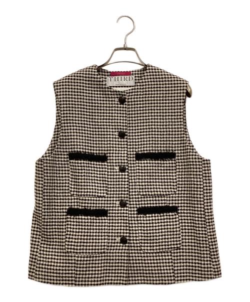 mikomori（ミコモリ）mikomori (ミコモリ) THIRD MAGAZINE (サードマガジン) ネップツイードチェックジレ ホワイト×ブラック サイズ:9の古着・服飾アイテム