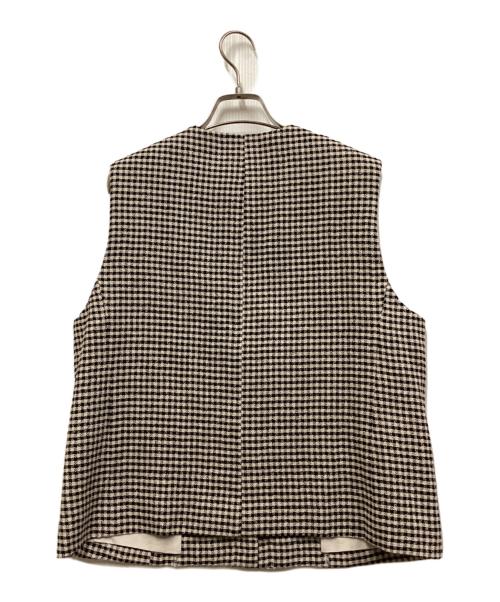 mikomori（ミコモリ）mikomori (ミコモリ) THIRD MAGAZINE (サードマガジン) ネップツイードチェックジレ ホワイト×ブラック サイズ:9の古着・服飾アイテム