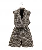 mikomori×THIRD MAGAZINEミコモリ×サードマガジン）の古着「コットン・シルク ギンガムチェックジレ」｜ホワイト×ブラック