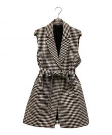 mikomori×THIRD MAGAZINE（ミコモリ×サードマガジン）の古着「コットン・シルク ギンガムチェックジレ」｜ホワイト×ブラック