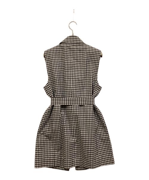 mikomori（ミコモリ）mikomori (ミコモリ) THIRD MAGAZINE (サードマガジン) コットン・シルク ギンガムチェックジレ ホワイト×ブラック サイズ:9の古着・服飾アイテム