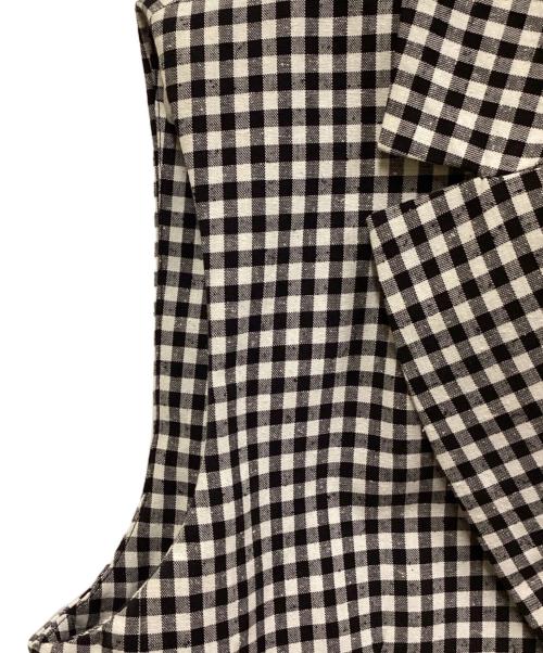 mikomori（ミコモリ）mikomori (ミコモリ) THIRD MAGAZINE (サードマガジン) コットン・シルク ギンガムチェックジレ ホワイト×ブラック サイズ:9の古着・服飾アイテム