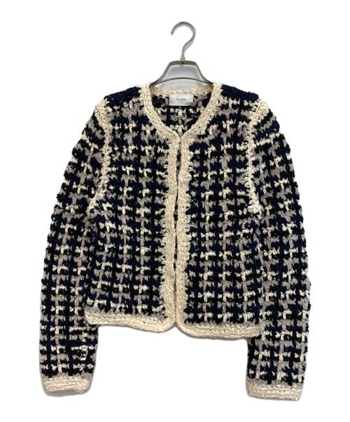 CLANE（クラネ）CLANE (クラネ) VINTAGE TAPE HAND KNIT CARDIGAN ホワイト×ネイビー サイズ:2の古着・服飾アイテム