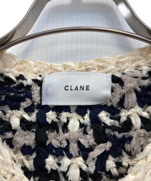 CLANE（クラネ）CLANE (クラネ) VINTAGE TAPE HAND KNIT CARDIGAN ホワイト×ネイビー サイズ:2の古着・服飾アイテム