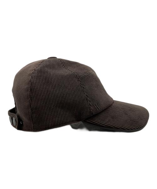 HERMES（エルメス）HERMES (エルメス) レザーパイピングコーデュロイキャップ ブラウンの古着・服飾アイテム