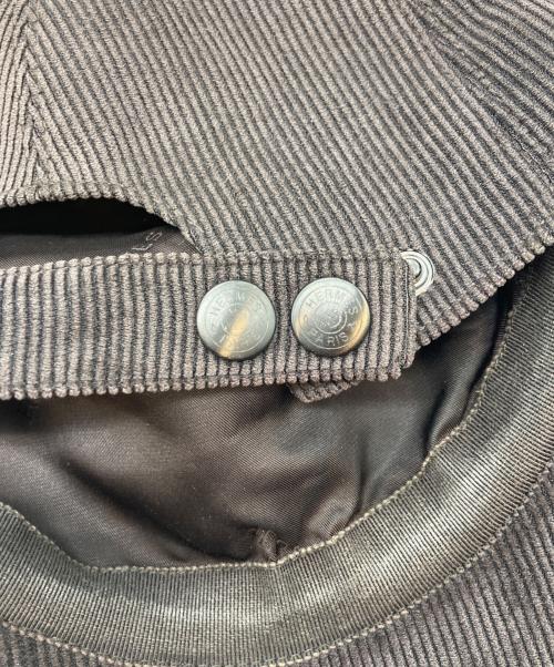 HERMES（エルメス）HERMES (エルメス) レザーパイピングコーデュロイキャップ ブラウンの古着・服飾アイテム