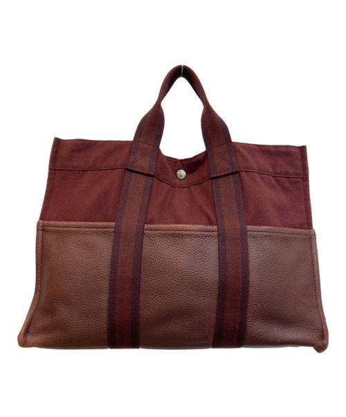 HERMES（エルメス）HERMES (エルメス) フールトゥMM ハーフレザートートバッグ ボルドーの古着・服飾アイテム