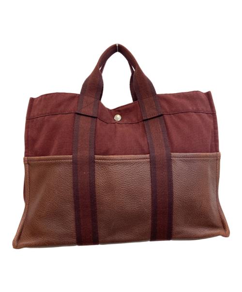 HERMES（エルメス）HERMES (エルメス) フールトゥMM ハーフレザートートバッグ ボルドーの古着・服飾アイテム
