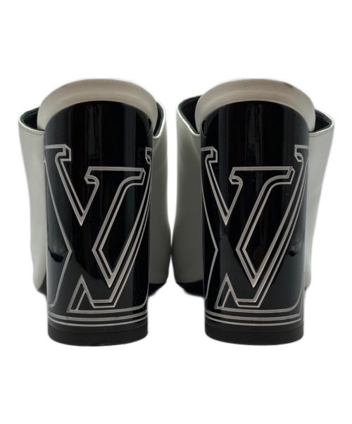 LOUIS VUITTON（ルイ ヴィトン）LOUIS VUITTON (ルイ ヴィトン) トップモストライン LVロゴオープントゥサンダル ホワイト×ブラック サイズ:35の古着・服飾アイテム
