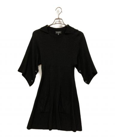 CHANEL シャネル シルク ニットワンピース フレア M相当 レディース 中古・古着通販】CHANEL (シャネル) フレアスリーブロゴボタンニット