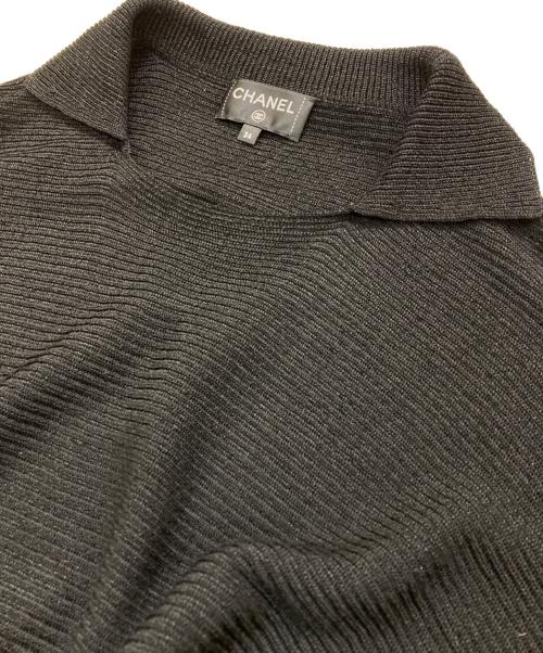 CHANEL（シャネル）CHANEL (シャネル) フレアスリーブロゴボタンニットワンピース ブラック サイズ:34の古着・服飾アイテム