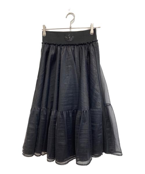adidas（アディダス）adidas (アディダス) ウエストバンド チュール マキシスカート ブラック サイズ:Lの古着・服飾アイテム