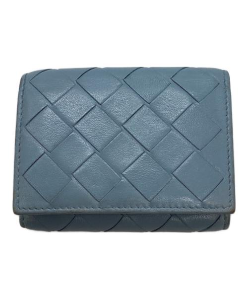 BOTTEGA VENETA（ボッテガベネタ）BOTTEGA VENETA (ボッテガベネタ) イントレチャートコンパクトウォレット ブルーの古着・服飾アイテム