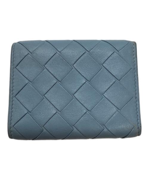 BOTTEGA VENETA（ボッテガベネタ）BOTTEGA VENETA (ボッテガベネタ) イントレチャートコンパクトウォレット ブルーの古着・服飾アイテム