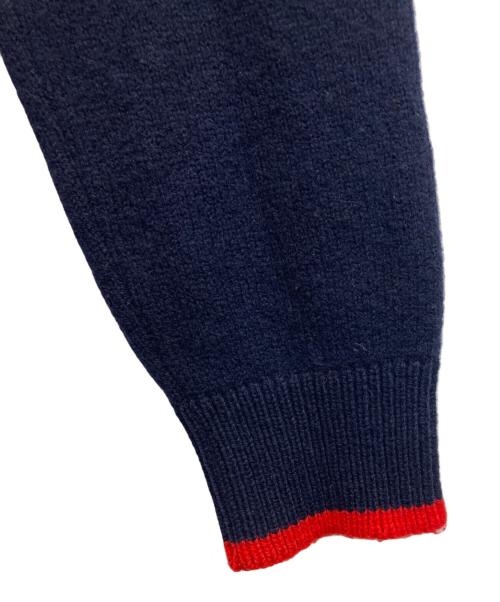 maison kitsune（メゾンキツネ）MAISON KITSUNE (メゾンキツネ) フォックスワッペンクルーネックニット ネイビー サイズ:XSの古着・服飾アイテム