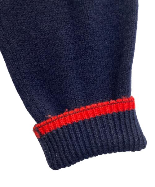 maison kitsune（メゾンキツネ）MAISON KITSUNE (メゾンキツネ) フォックスワッペンクルーネックニット ネイビー サイズ:XSの古着・服飾アイテム