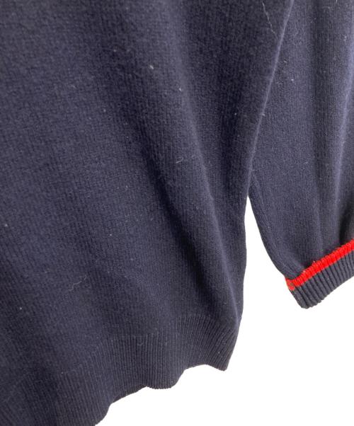 maison kitsune（メゾンキツネ）MAISON KITSUNE (メゾンキツネ) フォックスワッペンクルーネックニット ネイビー サイズ:XSの古着・服飾アイテム