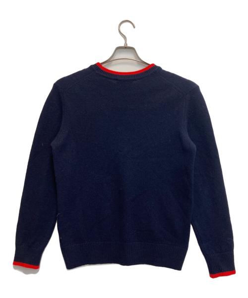 maison kitsune（メゾンキツネ）MAISON KITSUNE (メゾンキツネ) フォックスワッペンクルーネックニット ネイビー サイズ:XSの古着・服飾アイテム