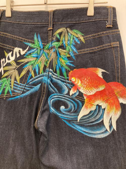 京友禅夢工房（-）京友禅夢工房 (-) むかしむかしペイントデニムパンツ インディゴ サイズ:W28の古着・服飾アイテム