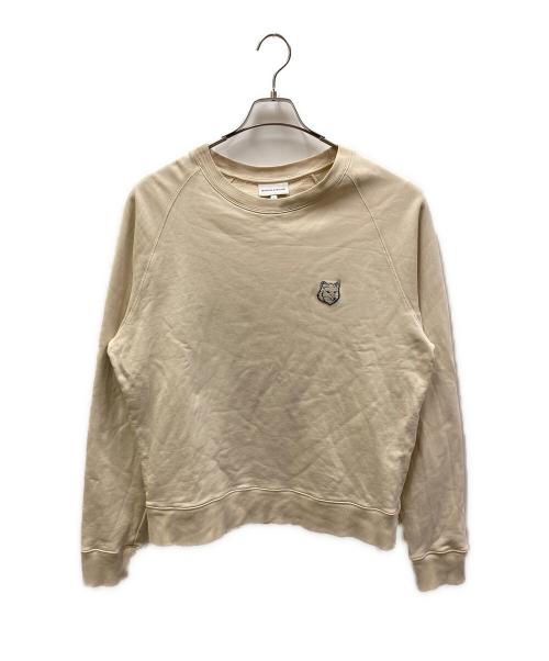 maison kitsune（メゾンキツネ）MAISON KITSUNE (メゾンキツネ) ボールド フォックスヘッド パッチ スウェット アイボリー サイズ:Sの古着・服飾アイテム