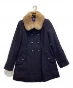 BURBERRY BLUE LABELバーバリー ブルー レーベル）の古着「ラビットファー付きウールコート」｜ネイビー