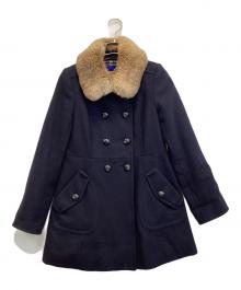 BURBERRY BLUE LABEL（バーバリー ブルー レーベル）の古着「ラビットファー付きウールコート」｜ネイビー
