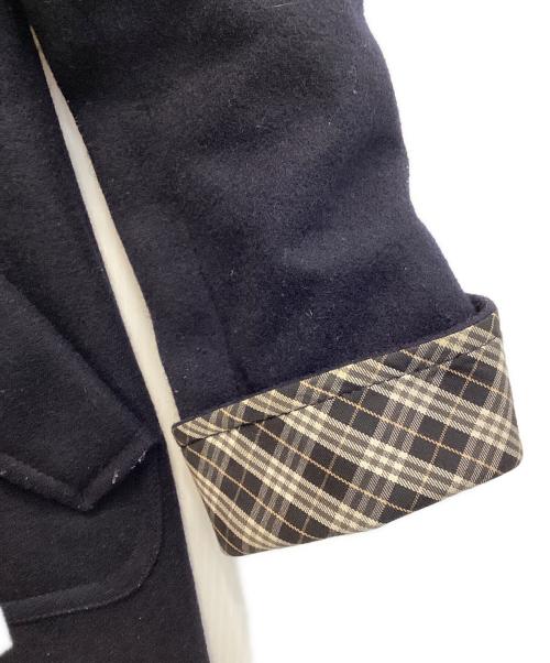 BURBERRY BLUE LABEL（バーバリー ブルー レーベル）BURBERRY BLUE LABEL (バーバリー ブルー レーベル) ラビットファー付きウールコート ネイビー サイズ:36の古着・服飾アイテム