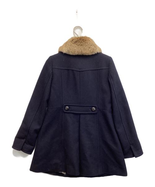 BURBERRY BLUE LABEL（バーバリー ブルー レーベル）BURBERRY BLUE LABEL (バーバリー ブルー レーベル) ラビットファー付きウールコート ネイビー サイズ:36の古着・服飾アイテム