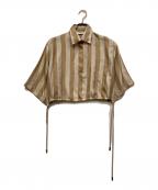 FENDIフェンディ）の古着「ドローストリング ヘム クロップド シャツ」｜ブラウン