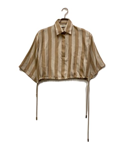 FENDI（フェンディ）FENDI (フェンディ) ドローストリング ヘム クロップド シャツ ブラウン サイズ:38の古着・服飾アイテム