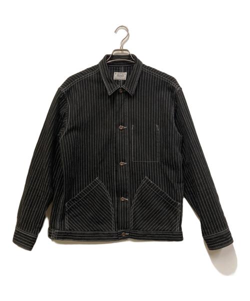 SCHOTT BROS.（ショット）SCHOTT BROS. (ショット) 硫化染 オールドヒッコリー ワークジャケット ブラック×ホワイト サイズ:Lの古着・服飾アイテム