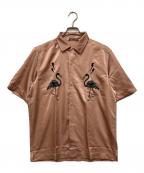 DIESELディーゼル）の古着「サテンボーリングシャツ/フラミンゴ」｜ピンク
