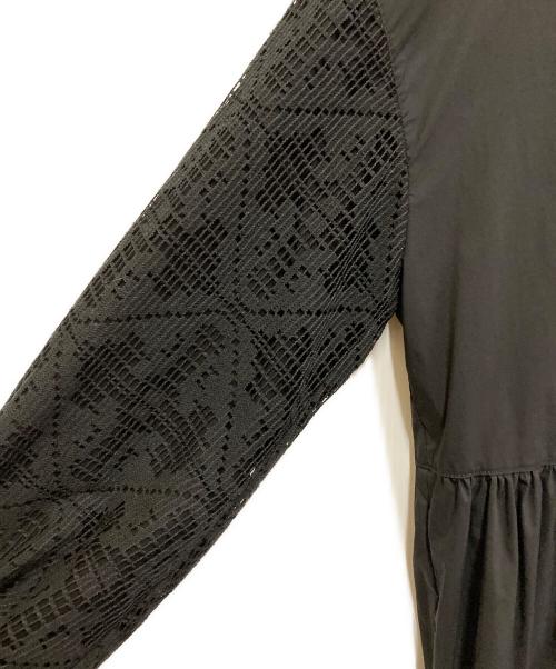 BEARDSLEY（ビアズリー）BEARDSLEY (ビアズリー) レーススリーブブラウス/レース・ギャザーブラウス ブラック サイズ:FREEの古着・服飾アイテム